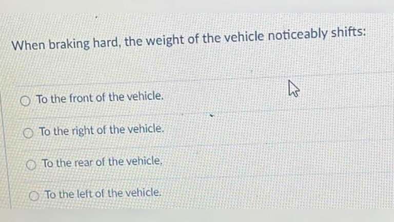 When Braking Hard the Weight of the Vehicle Noticeably Shifts