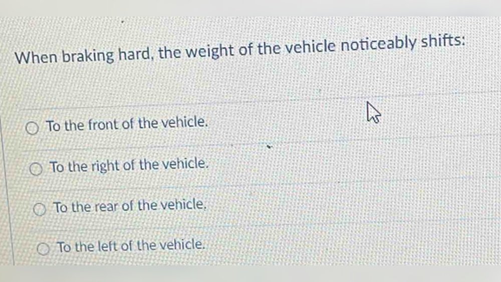 When Braking Hard the Weight of the Vehicle Noticeably Shifts